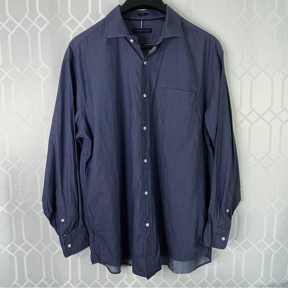 Tommy Hilfiger Men’s Blue Button Down Shirt Regular Fit Size XL 100% Cotton - Picture 1 of 11
